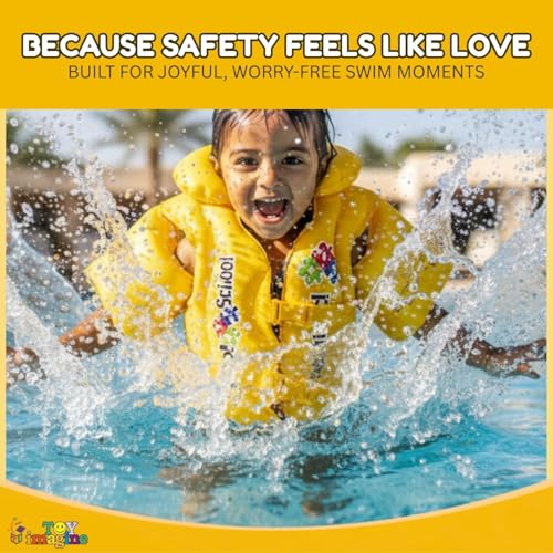 Image of Kids Inflatable Swim Vest 2-8 Years for Boys & Girls | Adjustable Swimming Jacket with Safety Buckles | Lightweight Pool Training Float Jacket for Children (Blue, Middium)