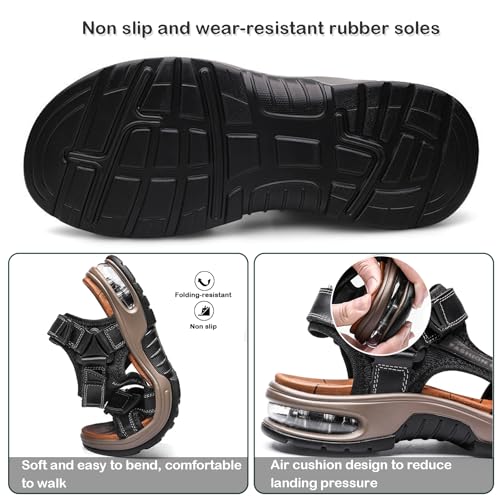 Men's Sandals Lightweight Comfort Leather Open Toe Walking Shoes with Arch Support, Athletic Water Sandals for Trail Hiking Sports Outdoor4