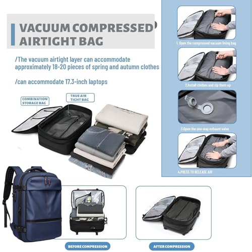 Space Vac Pro Backpack, 60l Expandable Vacpack Backpack with Pump, Anti Theft, Vacuum Travel Backpacks, Flight Approved (Black)2