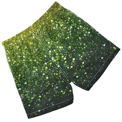 Pigsaly Boys Swim Trunks Olive Green Moss Green Gradient Flashing Gold Glitter Boys Board Shorts Swimsuit Swimwear S2