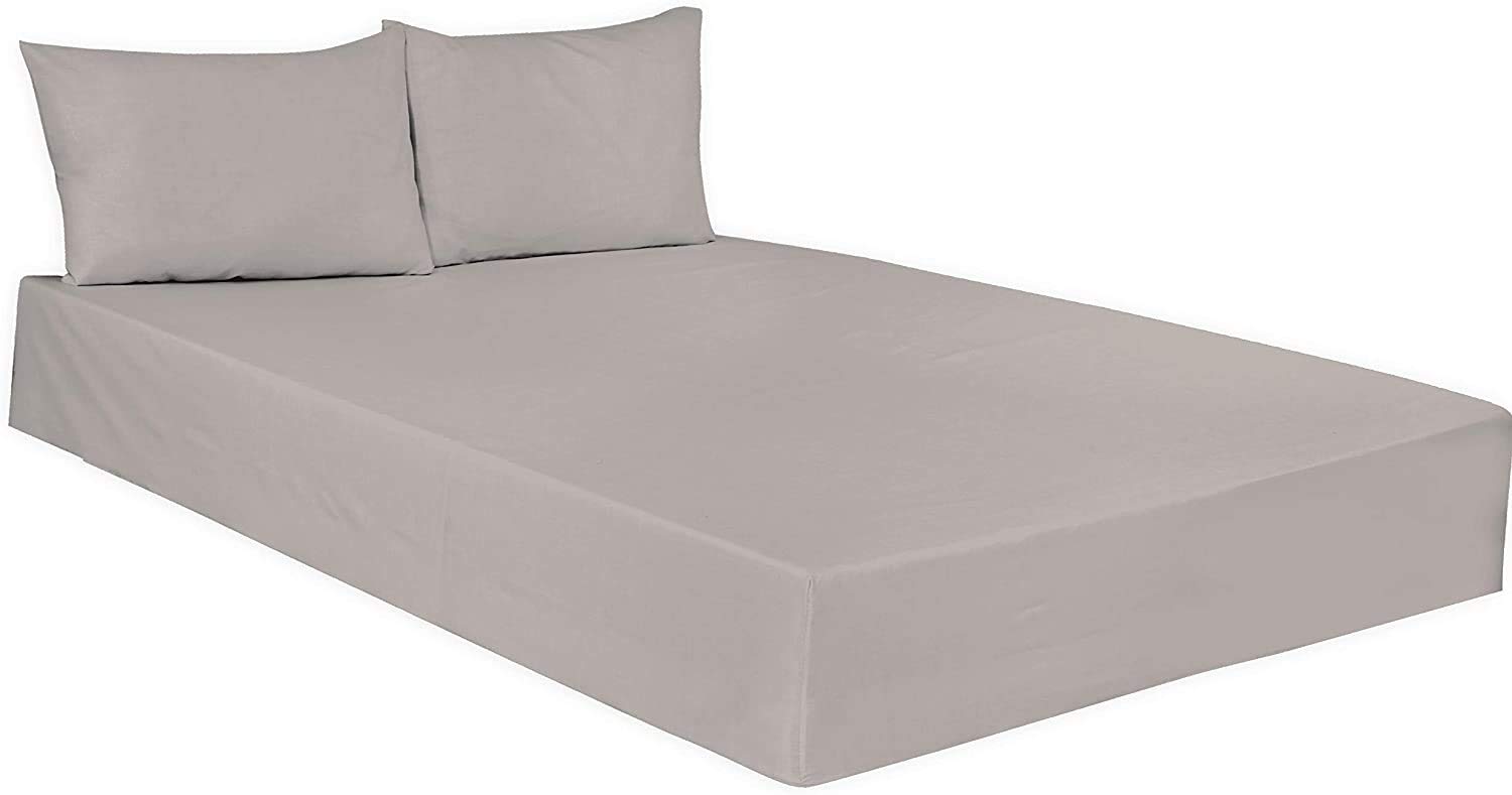 Plain Dyed Poly Cotton Fitted Bed Sheets - 25CM Elasticated Corner - Lightweight Easy Care Soft, Attractive Colours - Single Double Super King (Grey, Super King: (180x200cm) Approx.)