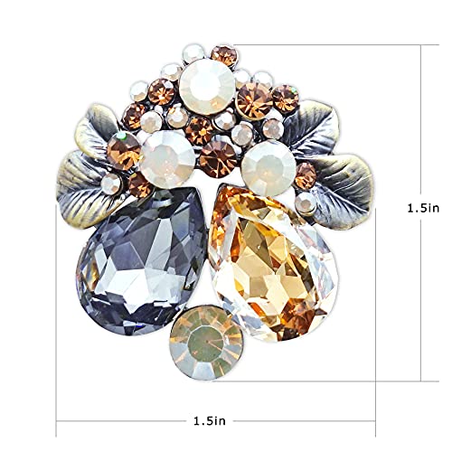 Singlinart Brooches For Women Girls Crystal Flower Vintage Rhinestone Jewelry #TOP4