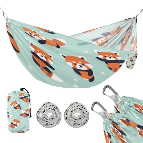 ATTX Cute Red Panda Camping Hammock - Lightweight & Portable Hammocks, Heavy Duty 330lbs Capacity for Indoor, Hiking, Backpacking, Travel, Backyard, Beach#114