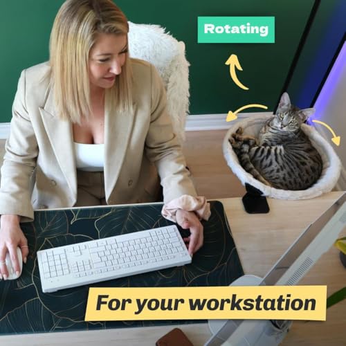 KOBUDDY | Cat Desk Bed - Soft Faux Fur Fabric, Steel Frame - Adjustable, Cat Shelf Bed for Indoor Cats - Perfect Cat Hammock for Your Desk – Supports up to 50lbs - Unique and Modern cat Furniture - Image 3
