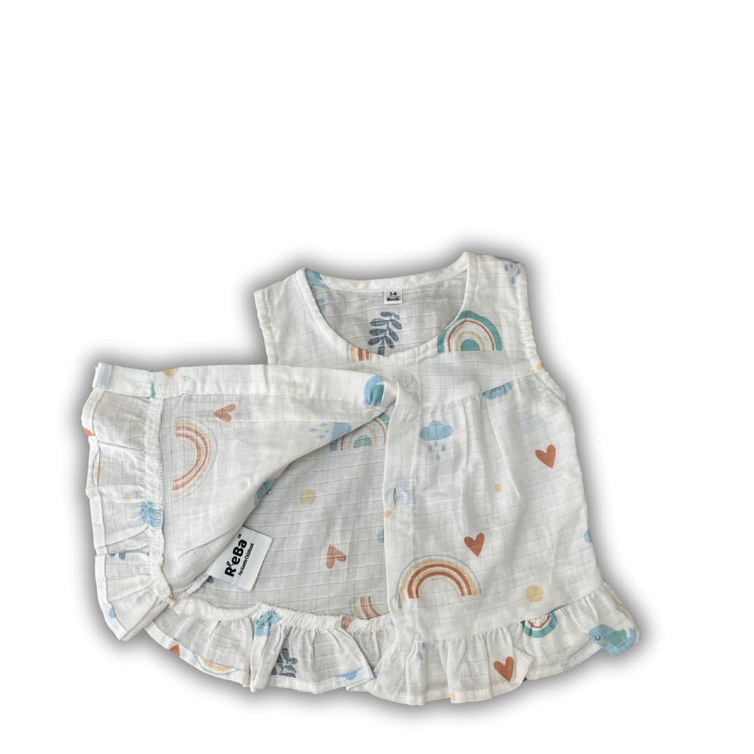 Muslin Top Frock Jhabla for Newborn Baby Girls | 0-6 Months Age | Soft & Breathable | Newborn Baby Dress | Note - COLOURWISE RANDOMLY PICKED FOR YOUR PARCEL | ReBa Gifts-image-44