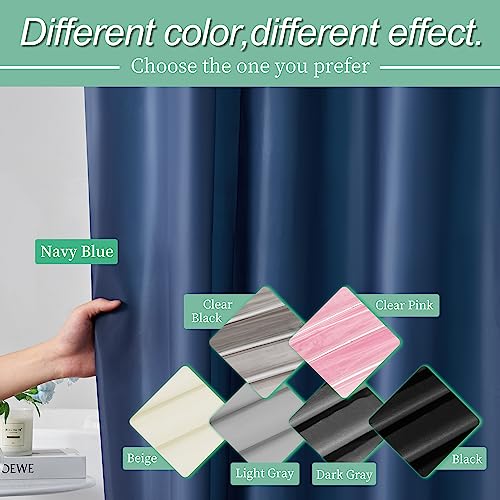 Image of Mrs Awesome Navy Shower Curtain Liner with 3 Magnets, 72x72 Premium Flexible Sturdy Plastic Shower Curtain for Bathroom Lightweight & Waterproof, Navy Blue