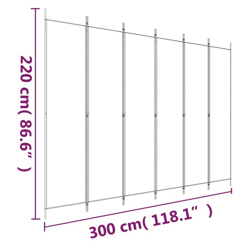 Parawan Przegroda 6 Paneli Tkanina brązowa 300x220 cm