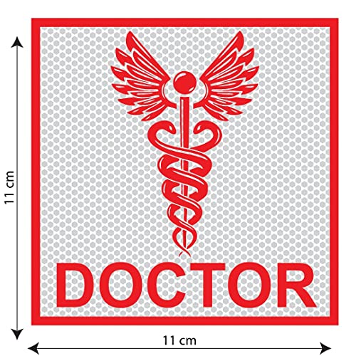 Image of CVANU Doctor Reflective Vinyl Exterior Decal for Vehicle 2pcs (11x11cm) Red cv3