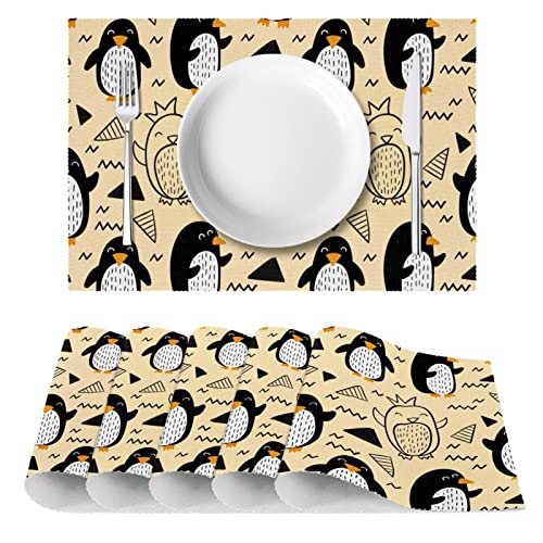 Sets de table pingouin antidérapants et résistants à la chaleur pour salle à manger