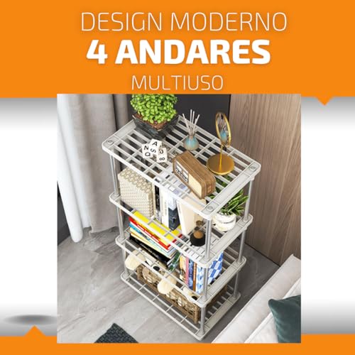 Estante Multiuso 4 Andares Prateleira Modular Organizadora Rack Armário Cozinha Sala Branca Escritór