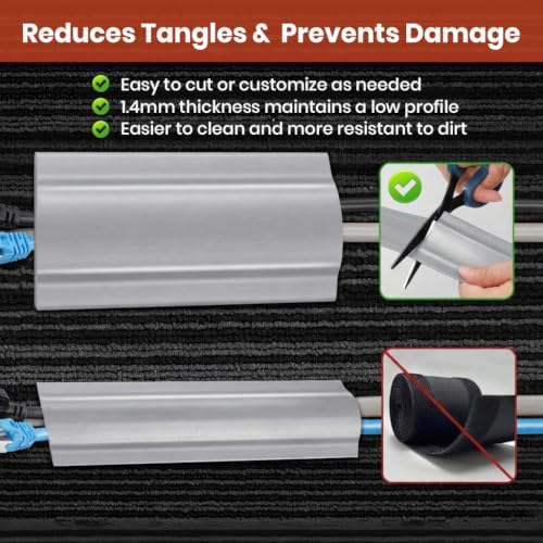 Image of Serplex 8.2ft Self-Adhesive Floor Cable Cover Cord Hider PVC Cable Hider
