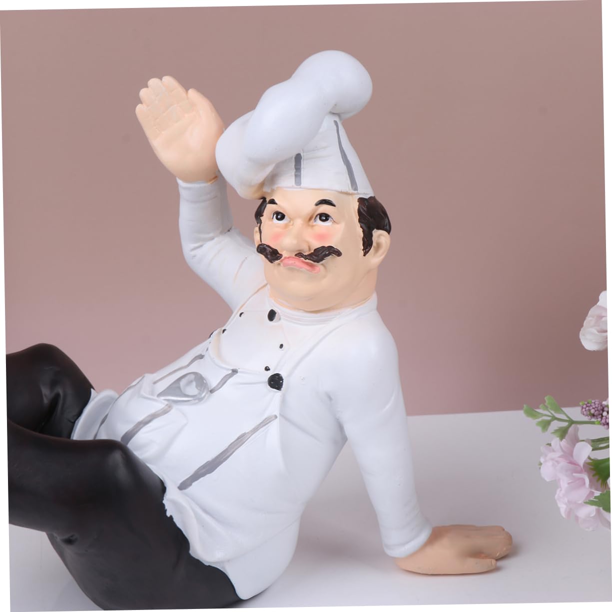 Zerodeko Statuetta Chef in Resina Decorazione da Cucina Stabile Ornamento da Tavolo per Casa Bistrot Ristorante Regalo per Chi Ama Cucinare