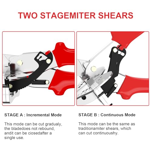 Image of GARTOL Ratchet Miter Shears, Effortless Multi-Angle Cutter for Shoe Moulding & Quarter Round, 45-135 Adjustable Trim Scissors for Softwood, PVC and Crafting with SK5 Steel Blade & Spare Blade