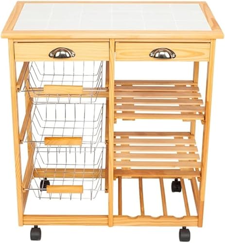 GaRcan Carrito de Cocina y Comedor, Estante de Almacenamiento extraíble de 2 cajones con Ruedas rodantes, Carrito de Cocina para Comedor