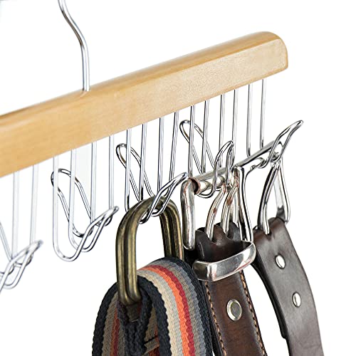 Hangerworld Wooden Belt Hanger For Closet With 12 Hooks - Jewelry, Tie And Belt Organizer Rack #TOP3