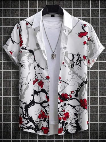 Image of Men's Digital Printed Elastane Shirt | Stretchable Casual Half Sleeve Shirt for Men | Premium Soft Fabric Stylish Summer Wear Shirt