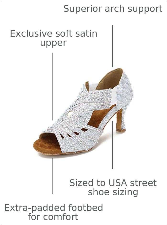 Image of TTdancewear Women Rhinestone Dance Shoes Ballroom Latin Salsa Bachata Performance Dance Dancing Shoes