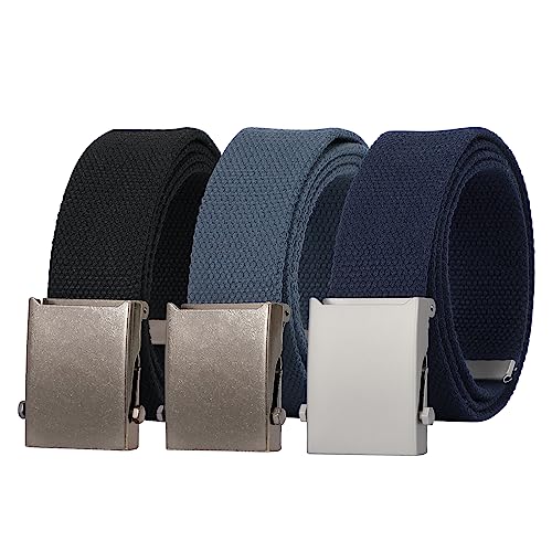JASGOOD 3 Pack Unisex-Adult Military Web Belt Canvas Web Belt for Men Adjustable Cloth Fabric Belt with Metal Buckle