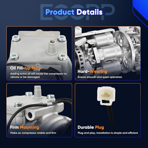 Image of ECCPP AC Compressor 1989-1993 for Mitsubishi Montero 3.0L | 1988-1994 for Toyota for Pickup T100 3.0L Fast Cooling AC Compressor with Clutch Low Vibration Fuel Efficient