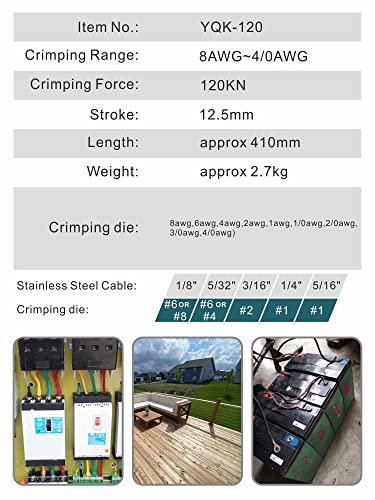 Portable Hydraulic Crimping Tool Range 8 Awg-4/0 Awg For Cable Lugs - Quick Hydraulic Pliers With 9 Pairs Of Us Standard Crimping Dies #TOP2