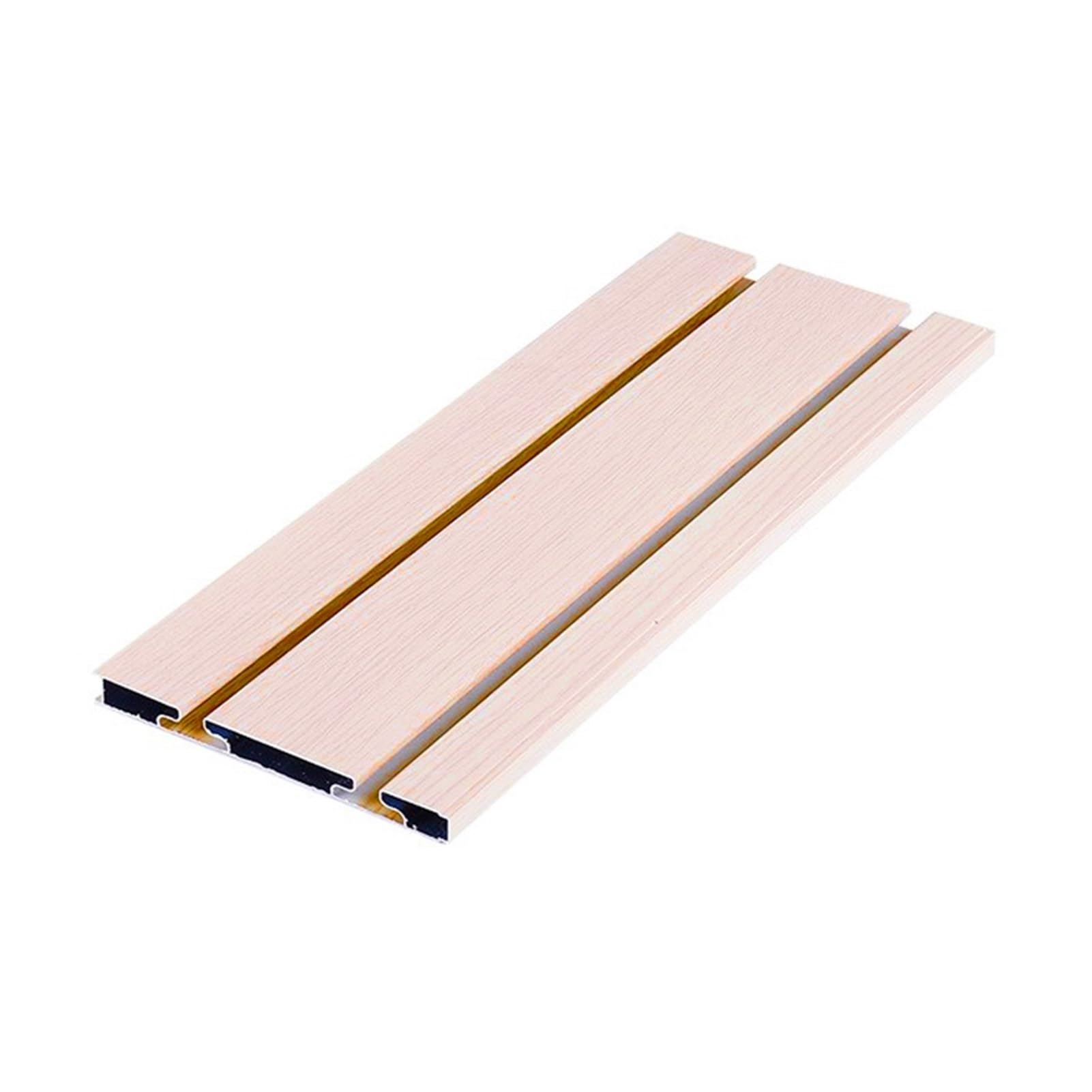 Holzfarbene Lamellenwandpaneele mit 20 Haken für Garage und Werkzeugaufbewahrung, ineinandergreifende Slatwall-Einheit für Küche, Werkstatt und Einzelhandel, 6 Regale (60 x 15,5 cm)