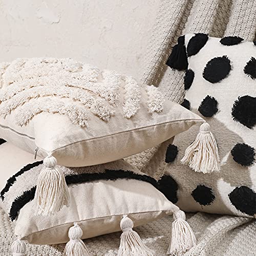 1/2 szt. Tufted Boho poszewki na poduszki 45 x 45/30 x 50 cm rustykalna poszewka na poduszkę frędzle dekoracyjne poszewki na poduszki na sofę wewnątrz