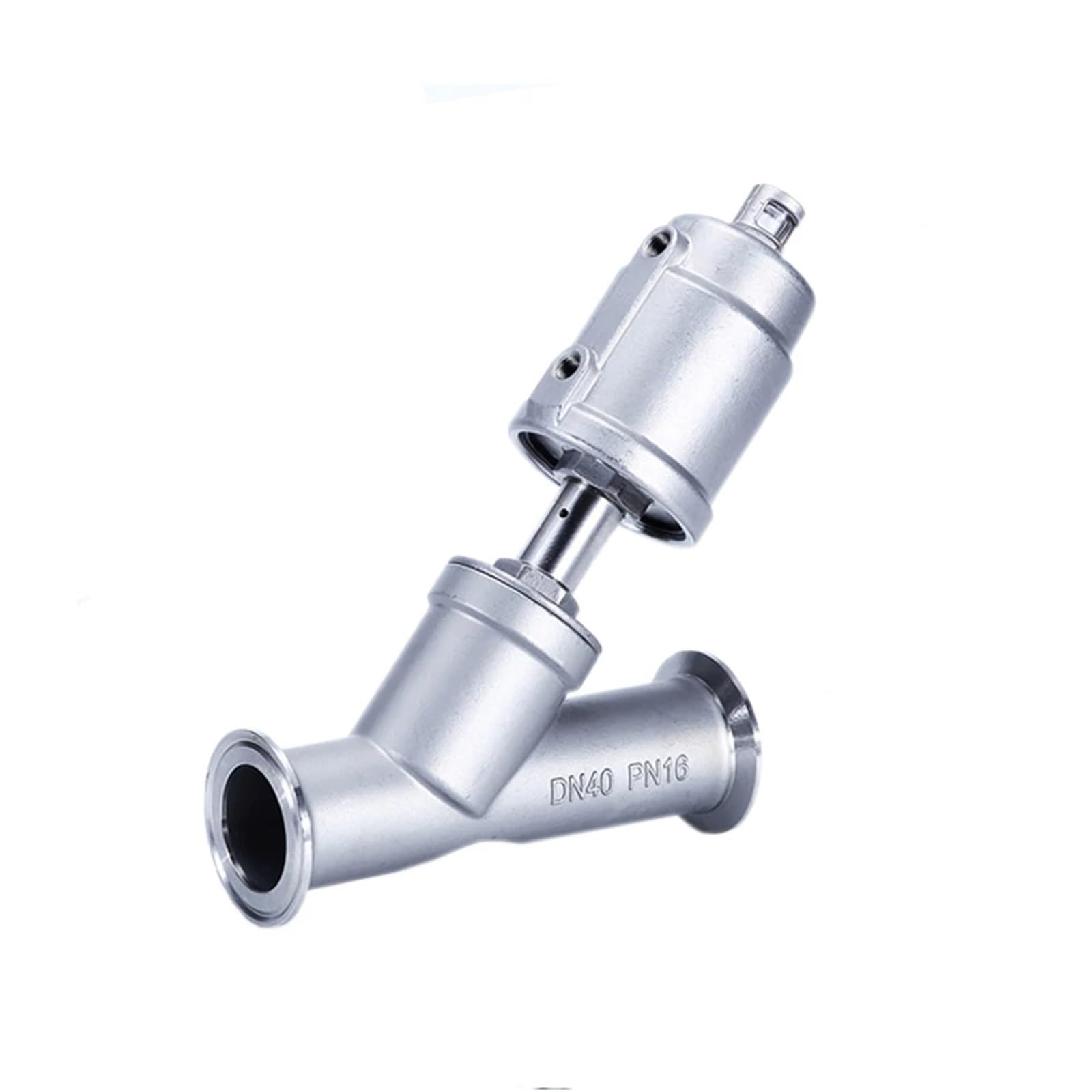 QRUYHBAJU DN40 304 Stainless Steel Pneumatic Quick-Install Angle Seat Valve 16bar Angle Seat Valve PTFE Sealing(Single Acting)