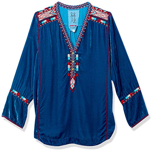 Pete & Greta by Johnny Was Women's Long Sleeve Velvet Embellished Pull Over, Marina, X-Large