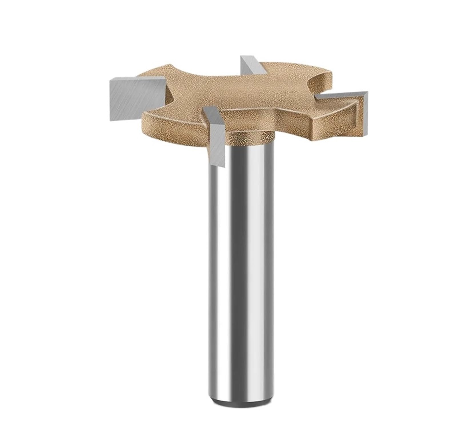Broca enrutadora con ranura en T, vástago de 8mm, 4 flauta, cortador madera alta velocidad gran diámetro for tallado suave, ranurado acero, 1 ud(8X3.5mm)
