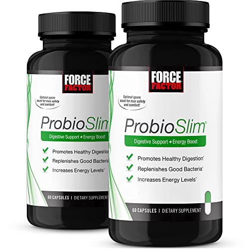 ProbioSlim Probiotic Supplement for Women and Men with Probiotics and Green Tea Extract, Reduce Gas, Bloating, Constipation, Support Digestive and Gut Health, Force Factor, 120 Capsules (2-Pack)