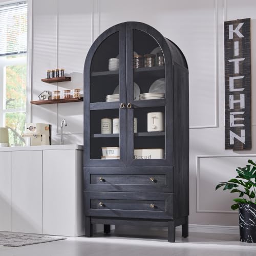 IFGET 71' Tall Arched Kitchen Pantry Cabinet, Wood...