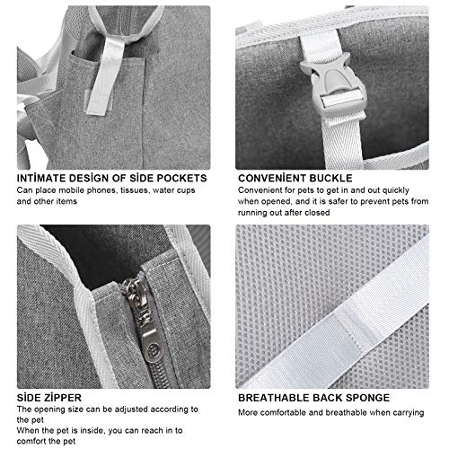 Fishawk Bolsa para transporte de animais de estimação, bolsa frontal respirável para cães (cinza cla