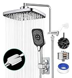 12" Rain Shower Head with 4 Settings High Pressure Handheld Spray Dual Shower Head Rainfall Shower h