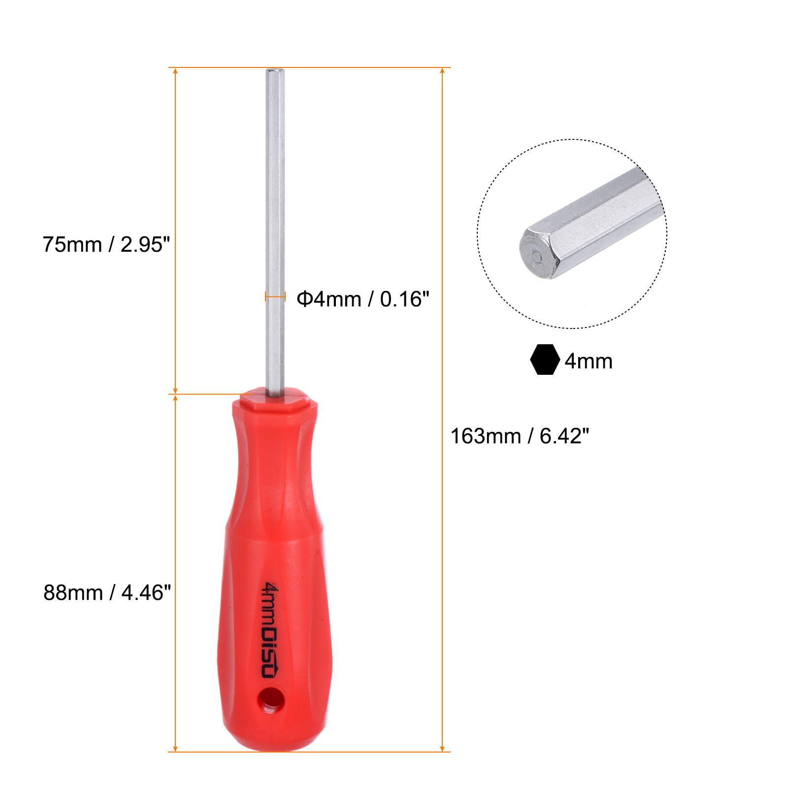 HARFINGTON 2pcs Hex Magnetic Wrench Screwdriver 4x75mm Hex Key Metric Driver with 88mm Handle for Home Improvement Automotive Maintenance General Repair