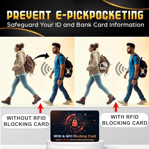 Image of SaiTech IT 10 Pack RFID Blocking Card for Credit Debit Card, OrangeBlack CL | Slim Anti-Theft Contactless NFC RFID Blocker Protector, Easily Fit into Wallet and Purse, for Men & Women