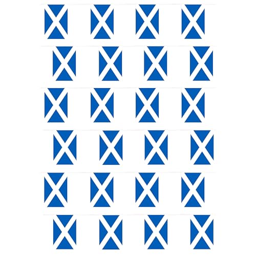 Scotland Flag Bunting - 10m 33ft - 24 Flag - Plastic all Weather Scottish Bunting Decoration for Indoor Outdoor Sporting Events Street Parties Festivals and Celebrations