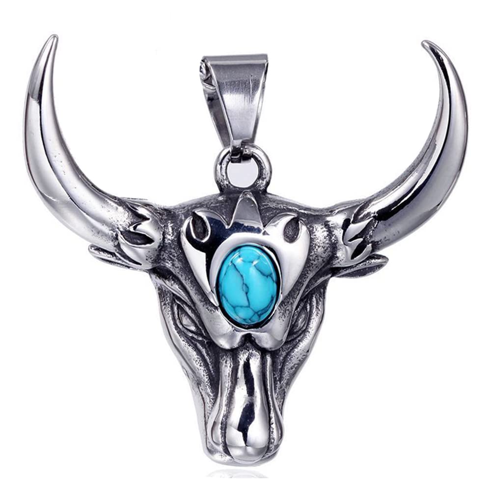 Pendentif Collier Chaîne Taureau Argent – Signe Du Zodiaque Biker Homme En Acier Inoxydable 316