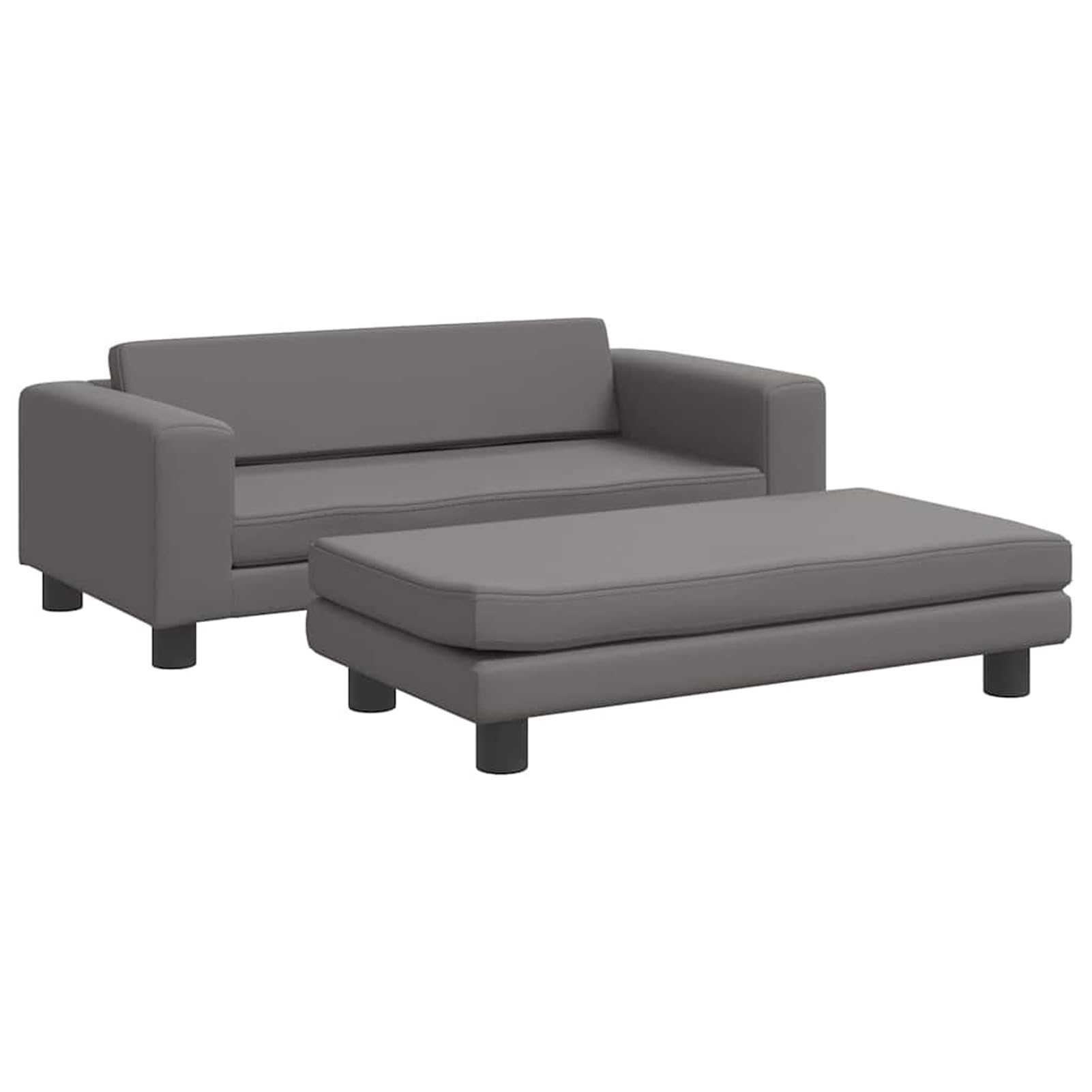 Hundebett mit Verlängerung Grau 100x50x30 cm Kunstleder | Weicher Schaumstoff, massiver Kiefernholzrahmen, wasserdichter Kunstlederbezug, einfache Reinigung, bis 50 kg