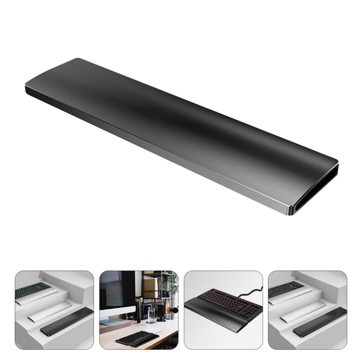 Handgelenkauflage Schwarz 104 Tasten aus Aluminiumlegierung für Tastatur | Mechanische Tastaturen, Glatte Feine Oberfläche, Einfache Montage, Ergonomische Haltung