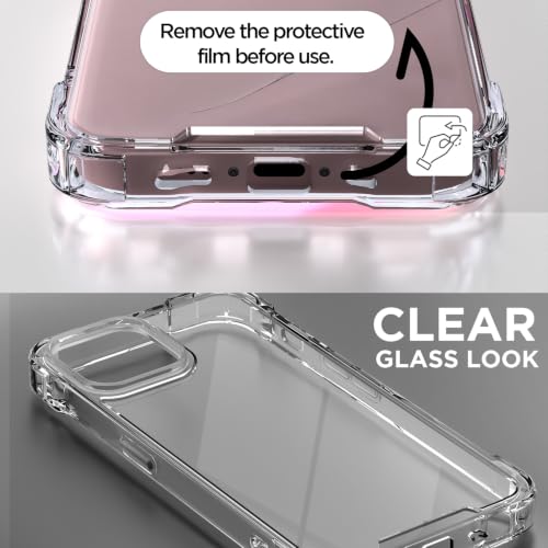 Image of Pikkme Back Cover for iPhone 13 Mini PC + TPU Clear Transparent Raised Edges Shockproof Protective Phone Bumper Case(Transparent)