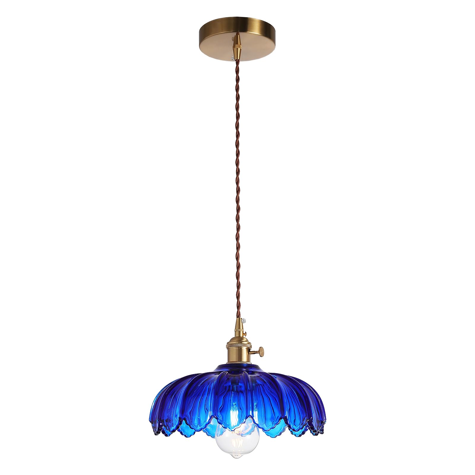 Xzhgcee Blue Pendant Lights Kitchen Island:vintage Pendant Light Fixtures Glass Small Pendant Light Dining Room, Hanging Lamps For Living Room, Schoolhouse, Entryway, Foyer, E26