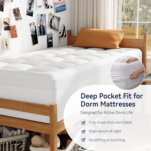 Image of ELEMUSE Twin XL Dorm Dual Layer 3 Inch Memory Foam Mattress Topper for College, Dorm Room Essentials, 2 Inch Cooling Gel Foam and 1 Inch Soft Pillow Top Bed Pad,Back to School Comfortable Support