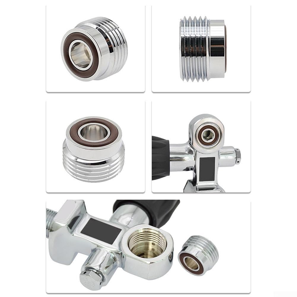 Adaptador de buceo de rosca G5/8 DIN a válvula de yugo convertidor de latón 23 x 16 mm (2 piezas)