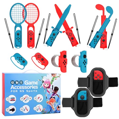 12 en 1 Accesorios Switch Sports, Juego de Accesorios de Juego Family Party para Nintendo Switch Sports, Incluye 12 Accesorios Independientes, Apto para Niños y Adultos