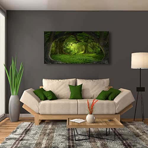 Pyabl Wall Decor Tree Of Life Wall Art Canvas Prints Natural Landscape Pictures Home Decor Green Forest Paintings For Living Room Bathroom Bedroom Kitchen Office Decorations 20X40 Wooden Framed Artwork Easy Hanging thumb #6