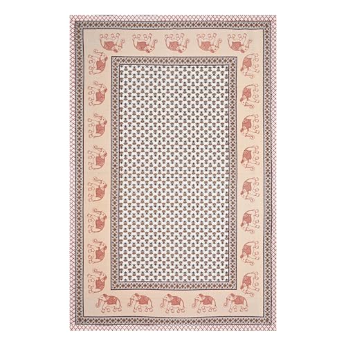 Image of 100% Cotton Single Bedsheet with 1 Pillow Cover | 240 TC Pure Cotton Flat Bed Sheet | Traditional Jaipuri Printed Bedding Set | Soft & Breathable | 60 x 90 Inch (Rangmahal Single 74)
