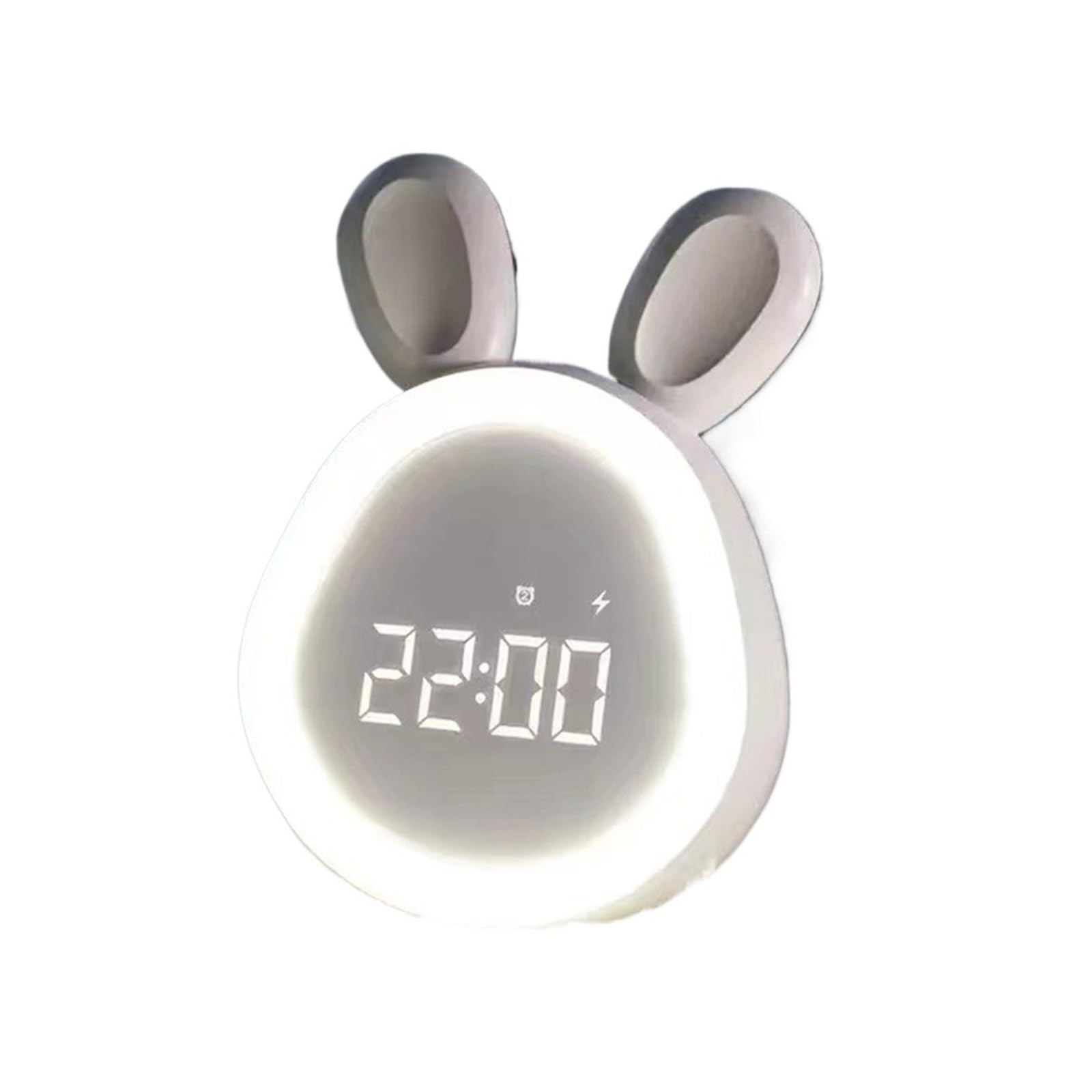 G5Z9W3C7M2 Loud Alarm Clocks Cute Rabbit Alarm Clock with Night Light Stepless Dimming Led Digital Rechargeable Perfect for Bedrooms(White)