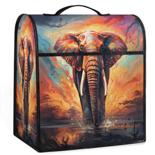 Coffee Maker Cover Animal Elephant Pattern Kitchen Appliance Covers Small Appliance Covers Blender Cover Juicer Cover Dust Covers for Kitchen Appliances with Top Handle and Pockets,Washable,C314