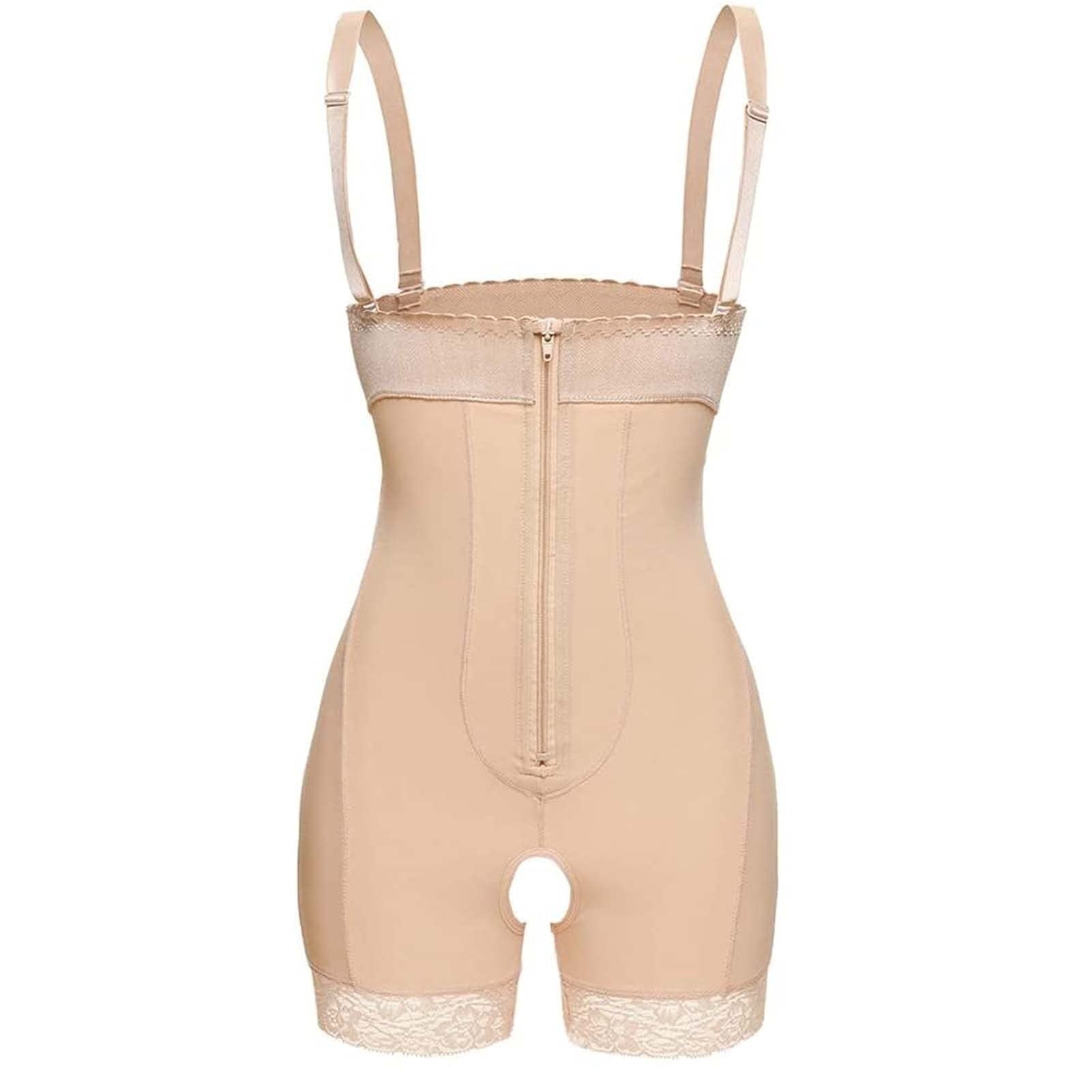 Body Moldeador de Talla Grande para Mujer, sin Costuras, con Busto Abierto, Control de Abdomen, Ajustable y Transpirable, Color Beige, 5X