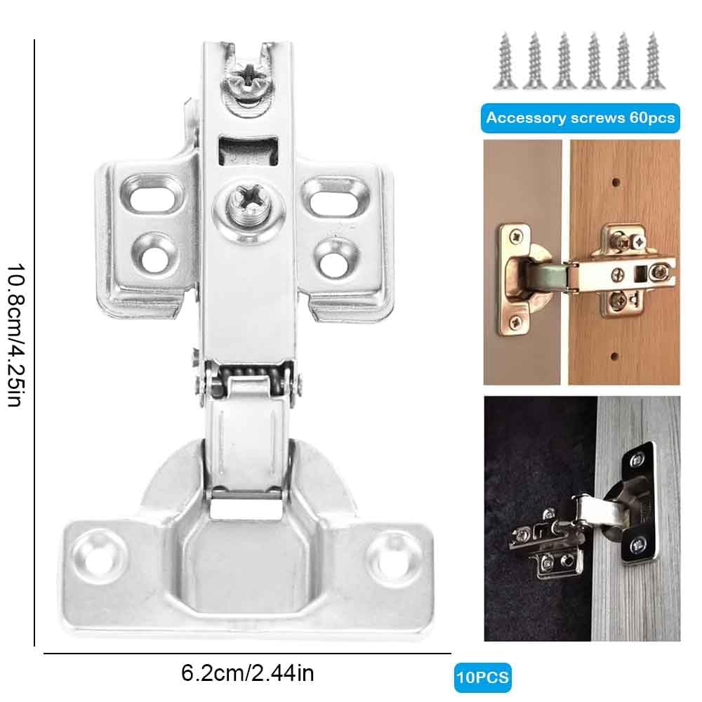 20 cerniere a chiusura ammortizzata per armadietti, cerniere per porte a laminazione a freddo con viti, cerniere standard complete per armadietti da cucina (20)